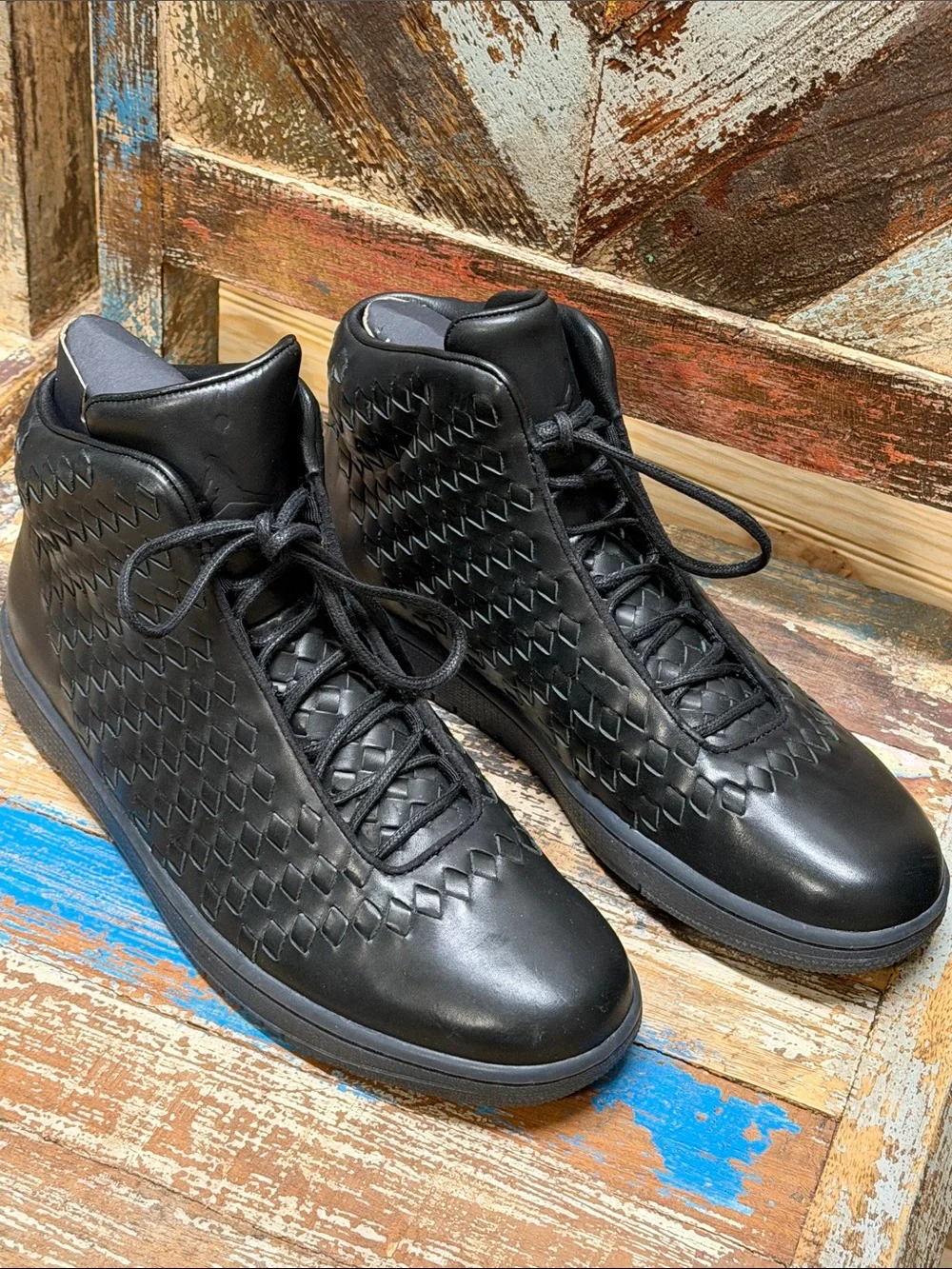 Jordan Black Woven High-Top Sneakers Size 10